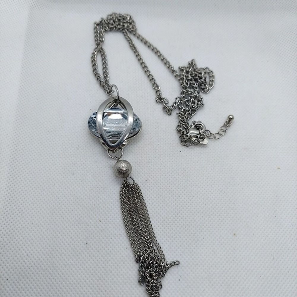 Long tassel rhinestone necklace‎